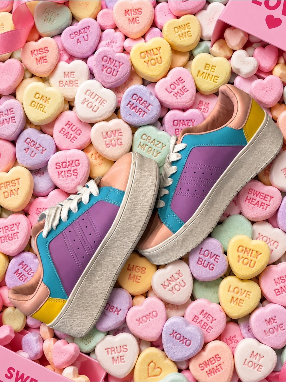 UNUSED FILM SHOOT SPARES - J Adams pastel design thick soled sneakers - perfect